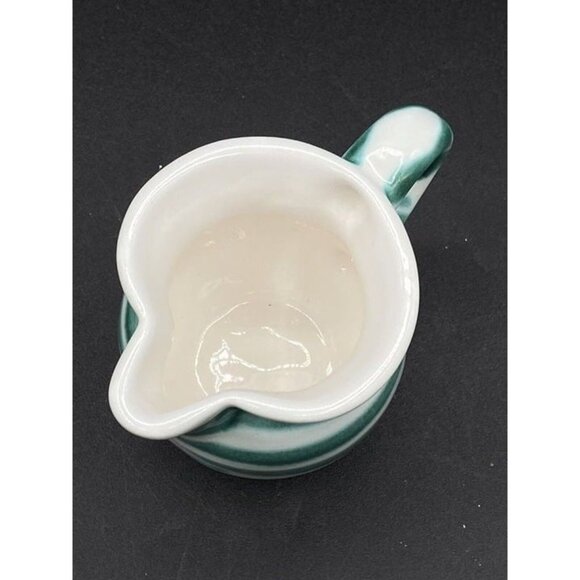 Gmundner Keramik Austria Green Dizzy Stripe Hand Painted Dizzi Creamer 2 1/4” - Picture 8 of 10